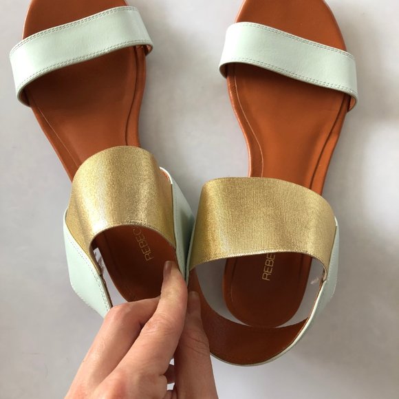 Rebecca Minkoff Mint Green and Gold Bazzle Sandal - Picture 3 of 7